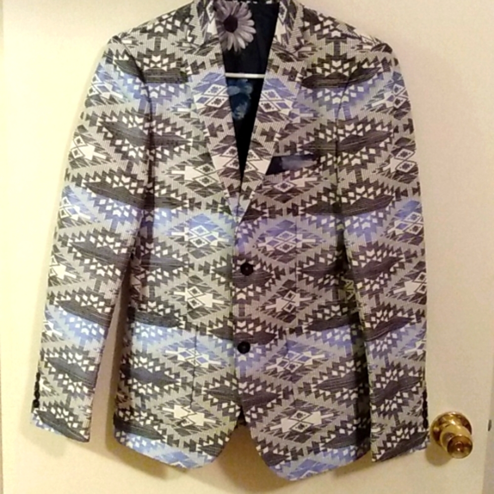 Blue Ikat Style Blazer